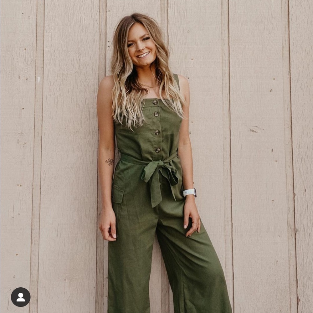 Lush button up wide legged jumpsuit